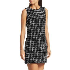 Alice + Olivia Black Tweed A-Line Mini Dress